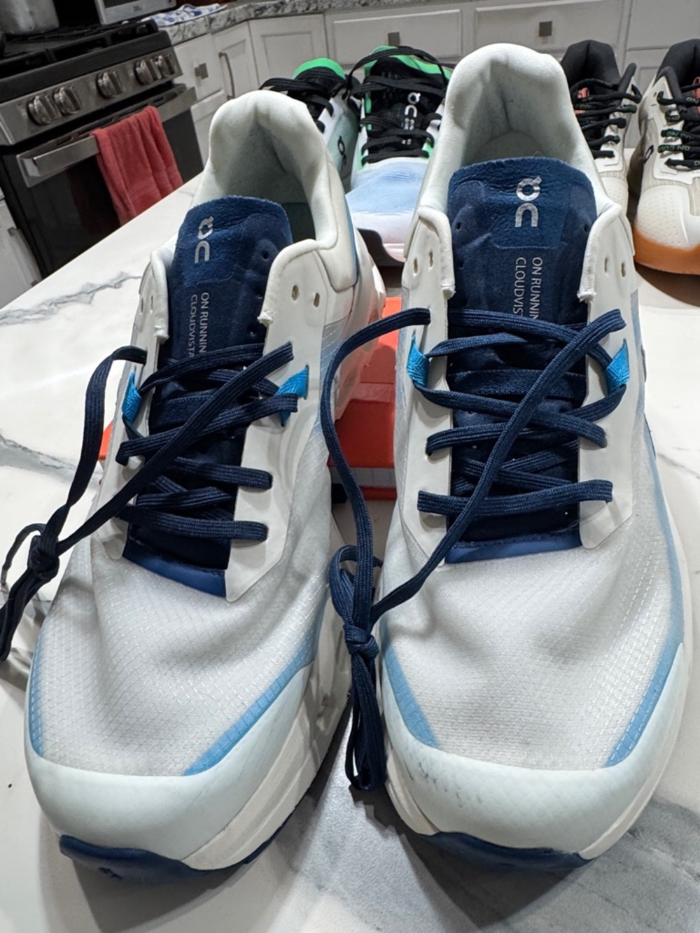 On Running Cloudsurfer Lightweight Running Shoes - White & Blue - Picture 2 of 9